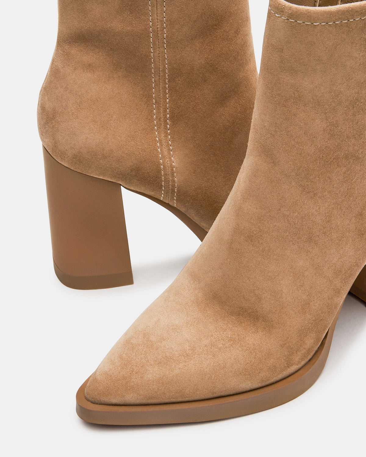 HARDEN Sand Suede Women's Pointed-Toe Ankle Boot | Steve Madden