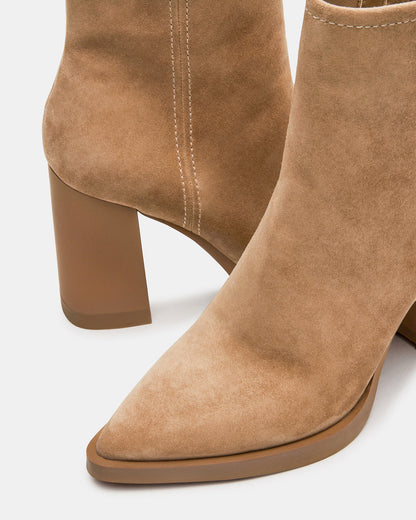 HARDEN Sand Suede Women's Pointed-Toe Ankle Boot | Steve Madden