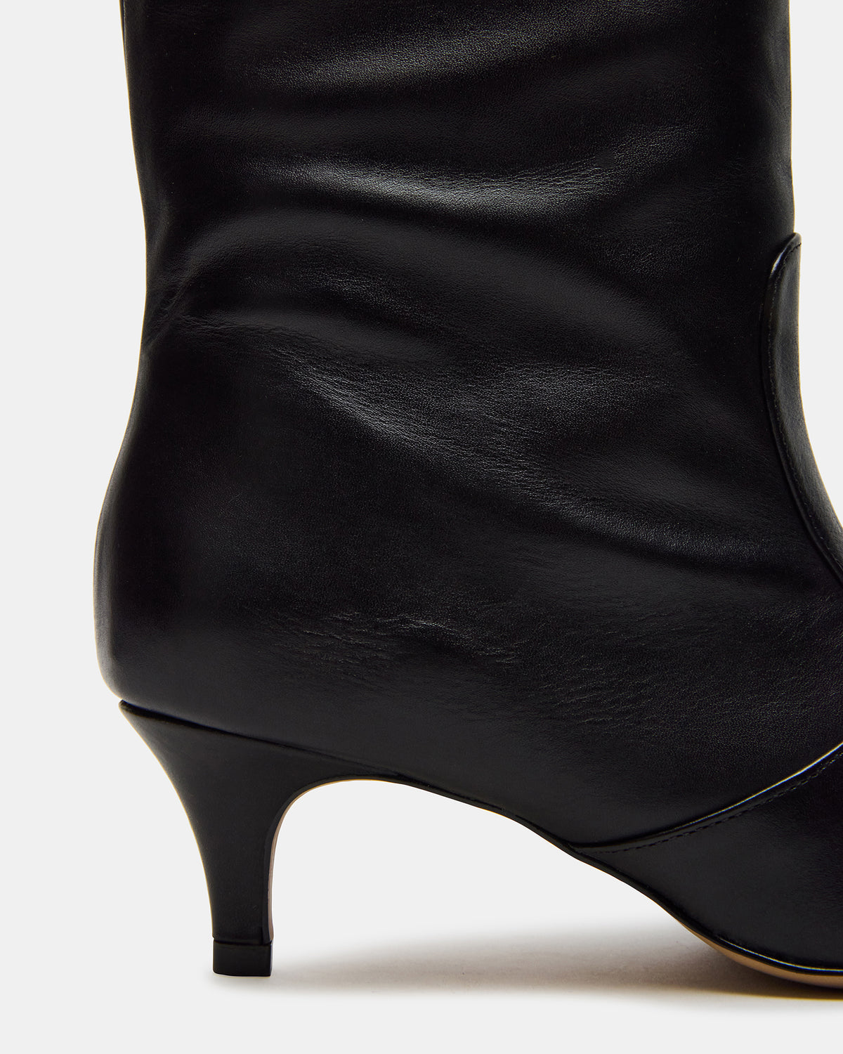 LANDER Black Leather Knee-High Kitten Heel Women's Boot | Steve Madden