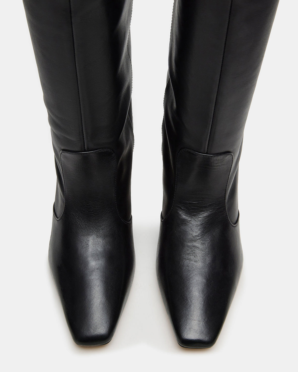 LANDER Black Leather Knee-High Kitten Heel Women's Boot | Steve Madden
