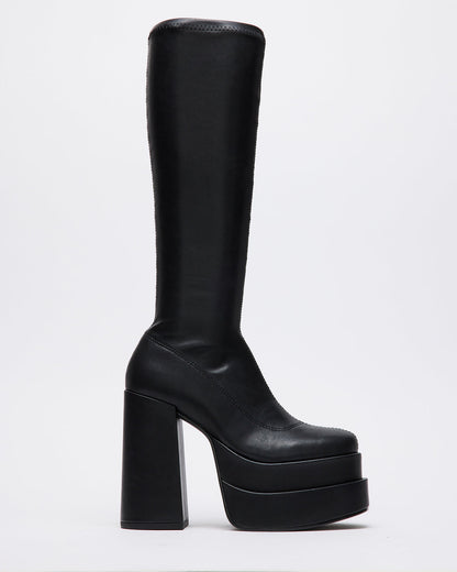 CYPRESS Black Women's Platform Vegan Leather Boots | Steve Madden