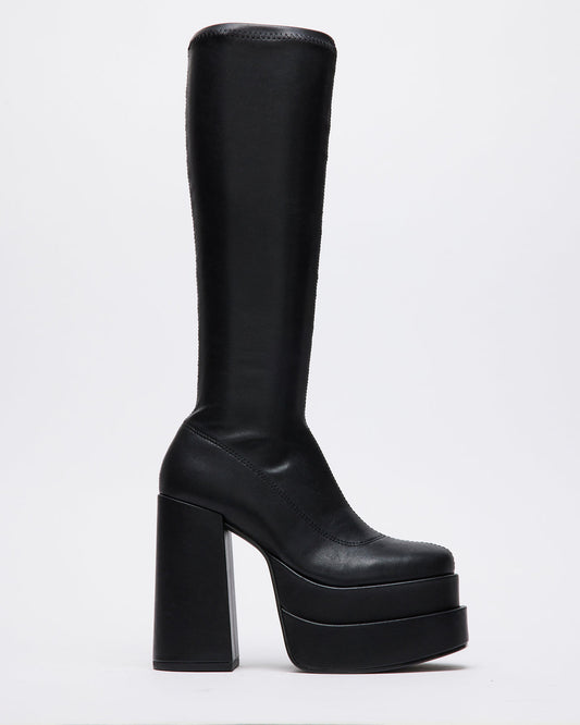 CYPRESS Black Women's Platform Vegan Leather Boots | Steve Madden