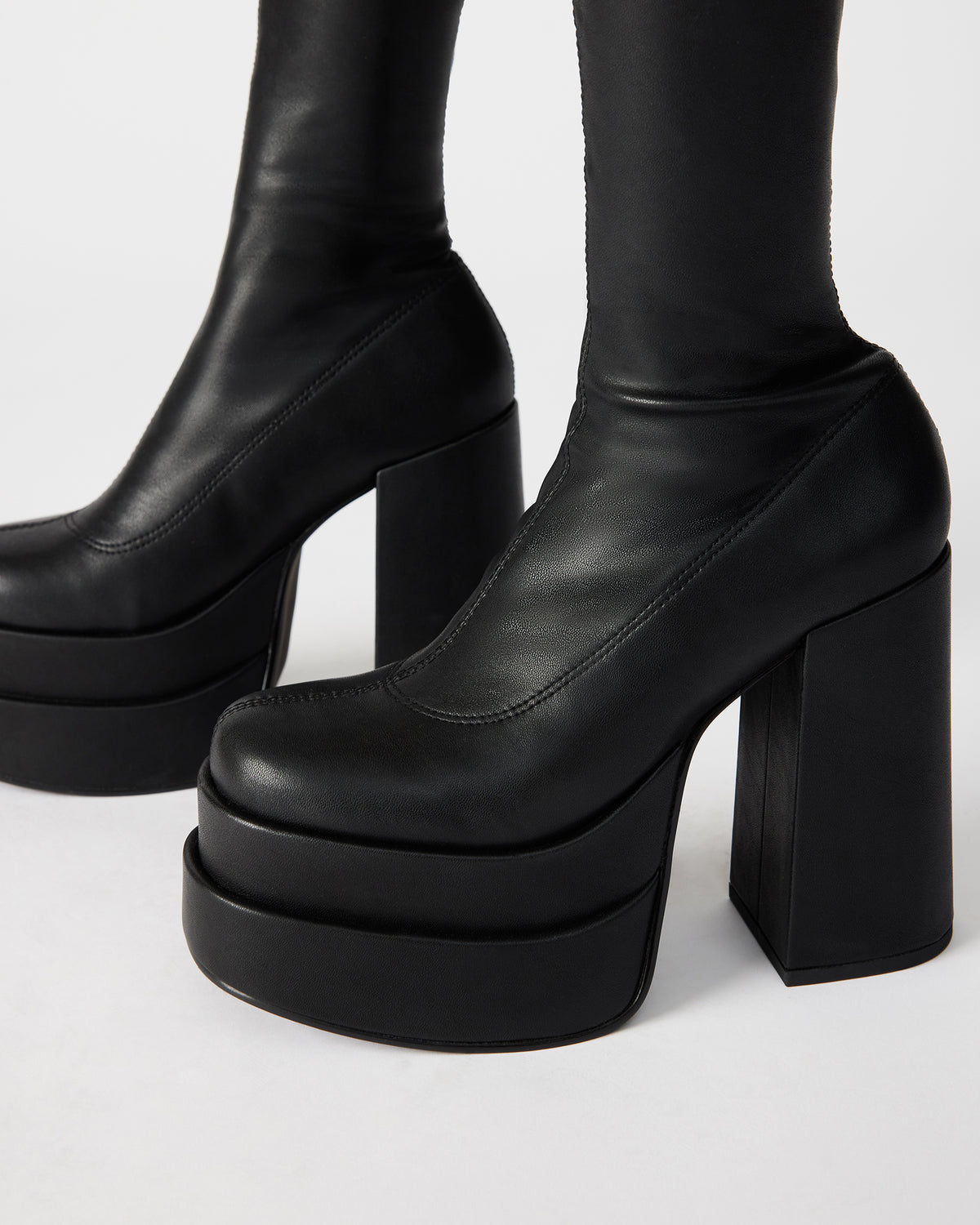 CYPRESS Black Women's Platform Vegan Leather Boots | Steve Madden