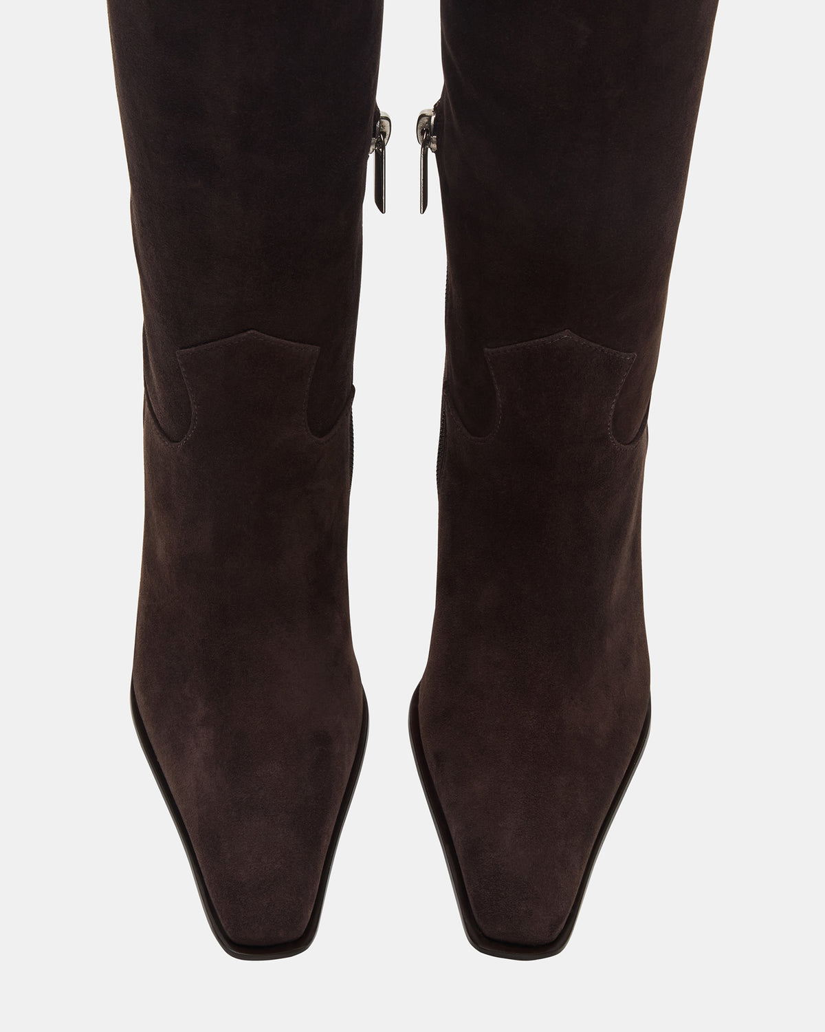 WESCOT Brown Suede Square-Toe Knee-High Heeled Women's Boot | Steve Madden
