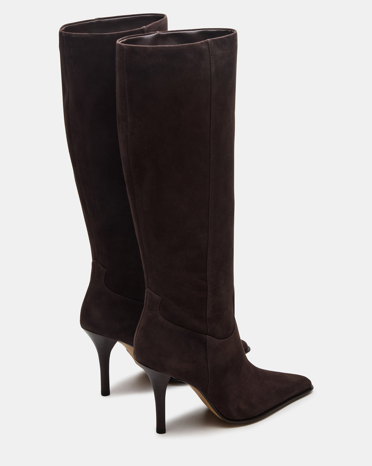 WESCOT Brown Suede Square-Toe Knee-High Heeled Women's Boot | Steve Madden