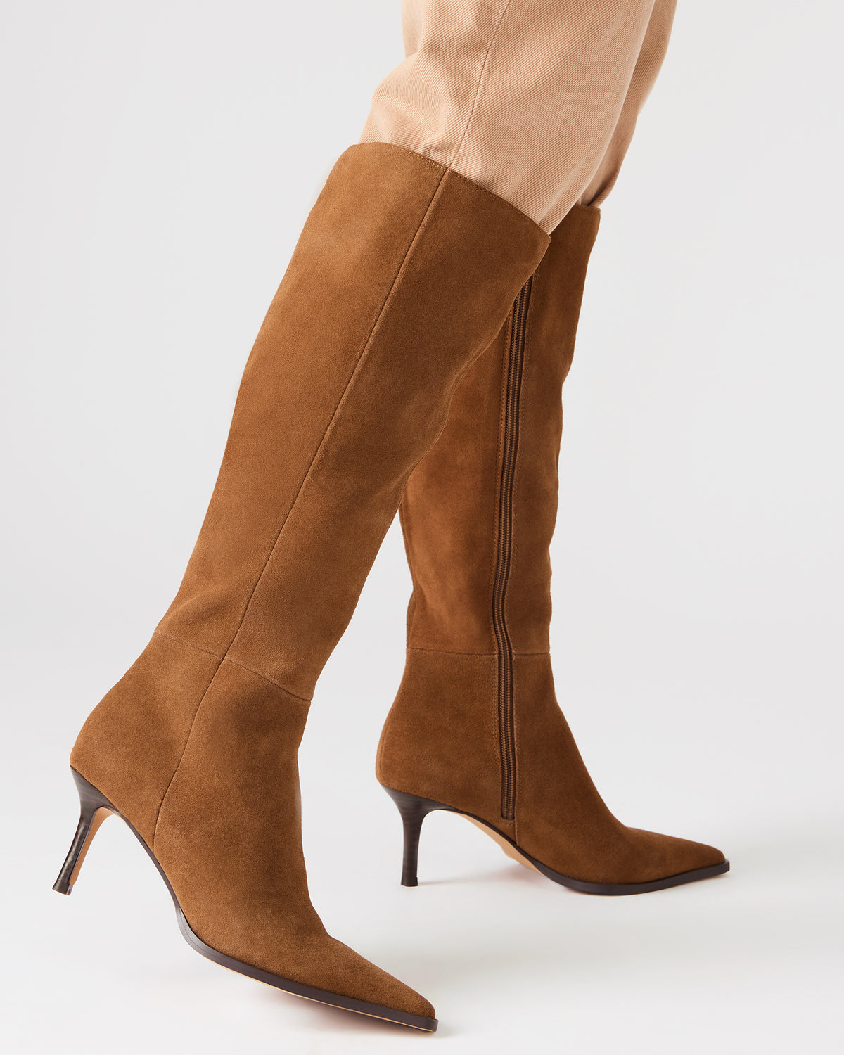 LINGO Chestnut Suede Pointed-Toe Knee-High Women's Boot | Steve Madden