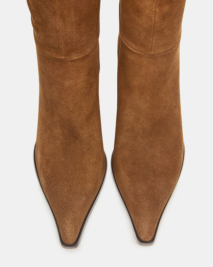 LINGO Chestnut Suede Pointed-Toe Knee-High Women's Boot | Steve Madden