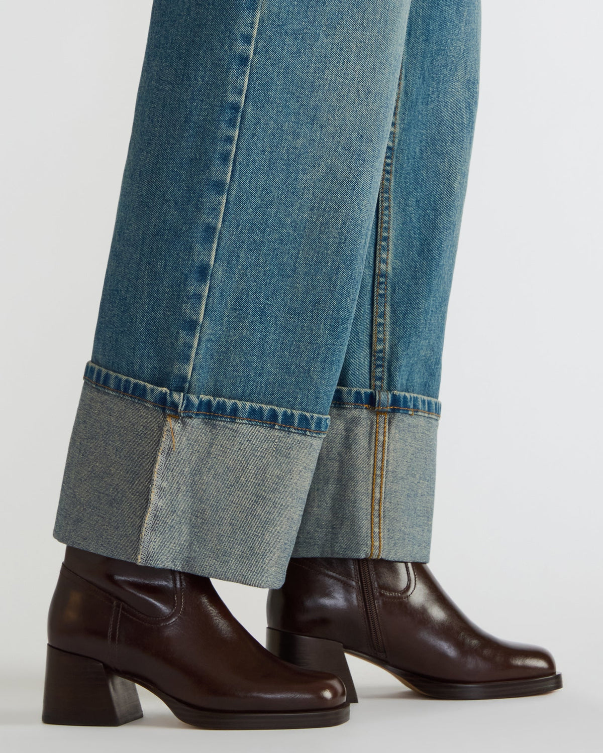 LATCHES Brown Leather Square-Toe Block Heel Women's Ankle Boot | Steve Madden