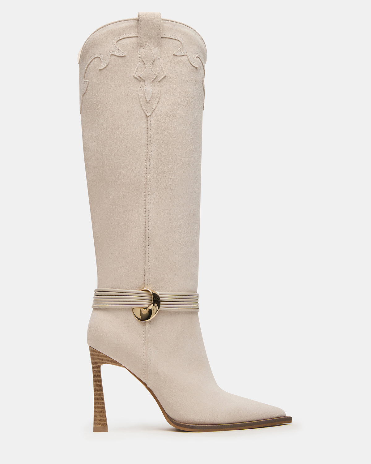 KYNDALL Bone Suede Pointed-Toe Stiletto Heeled Knee-High Women's Boot | Steve Madden