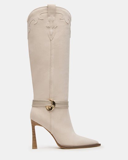 KYNDALL Bone Suede Pointed-Toe Stiletto Heeled Knee-High Women's Boot | Steve Madden