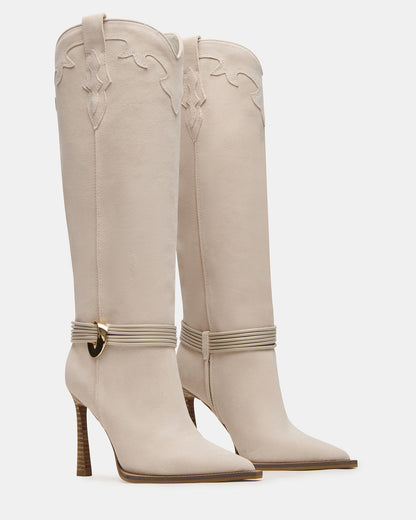 KYNDALL Bone Suede Pointed-Toe Stiletto Heeled Knee-High Women's Boot | Steve Madden