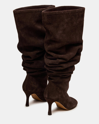 ALLISON Brown Suede Over-The-Knee Heeled Women's Boot | Steve Madden