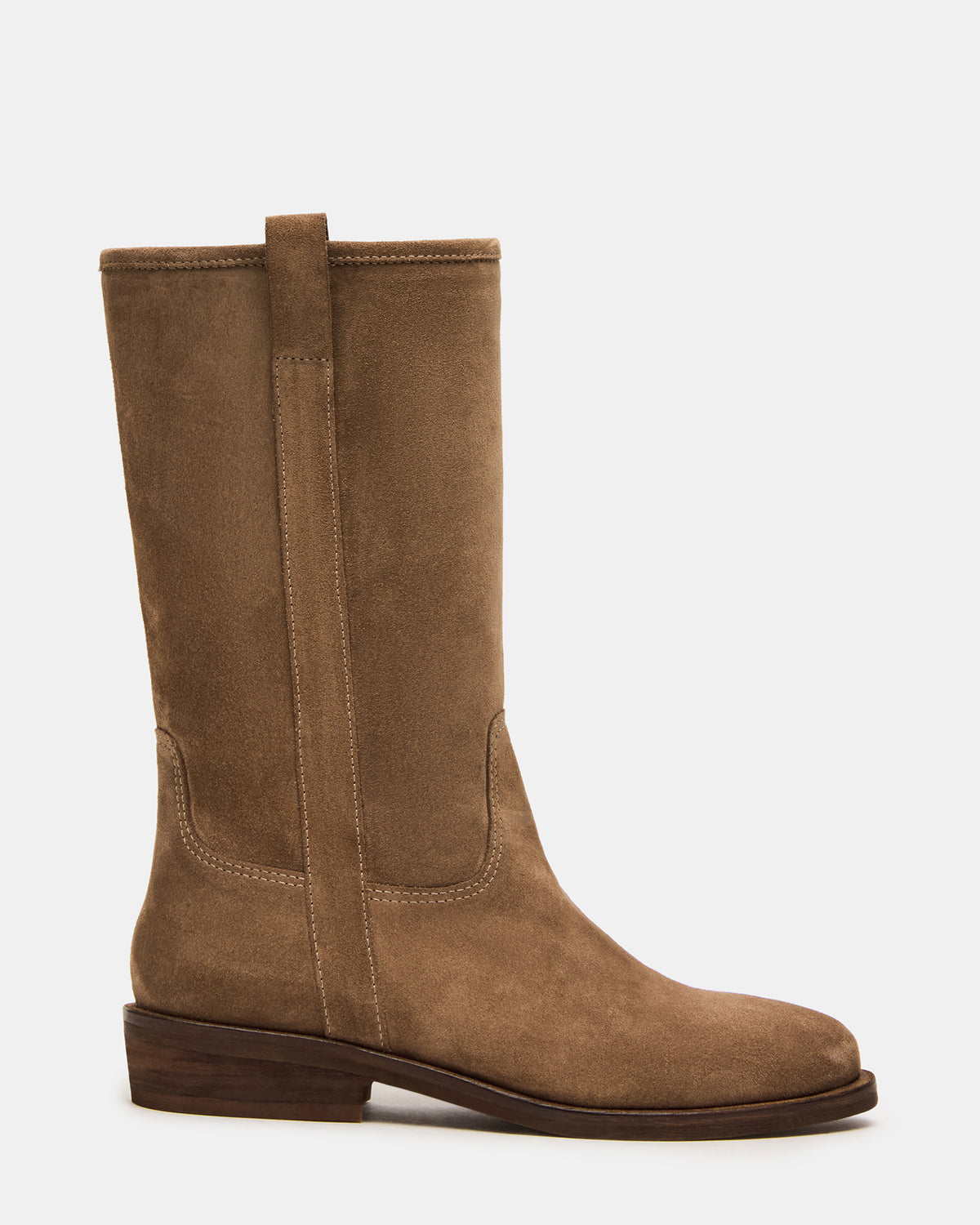 DUNSTER Chestnut Suede Wood Bottom Women's Boot | Steve Madden