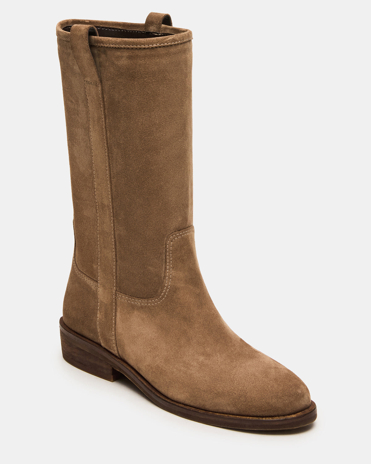 DUNSTER Chestnut Suede Wood Bottom Women's Boot | Steve Madden