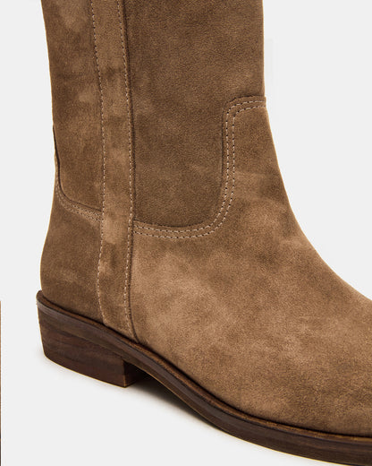 DUNSTER Chestnut Suede Wood Bottom Women's Boot | Steve Madden