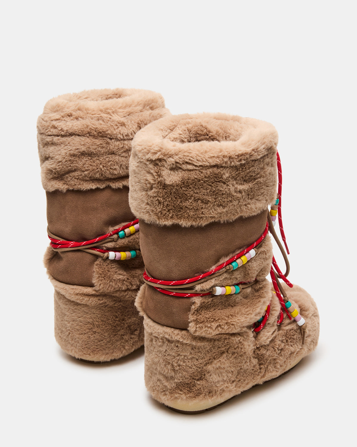 MOUSSE Taupe Faux Fur Lace-Up Chunky Women's Boot | Steve Madden