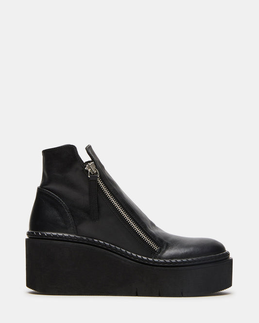 DRIFT Black Leather Platform Moto Women's Ankle Boot | Steve Madden