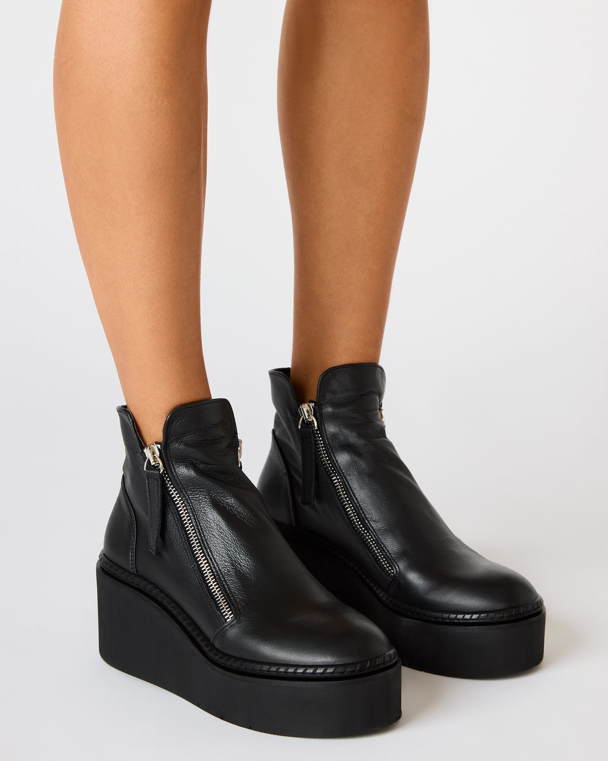 DRIFT Black Leather Platform Moto Women's Ankle Boot | Steve Madden