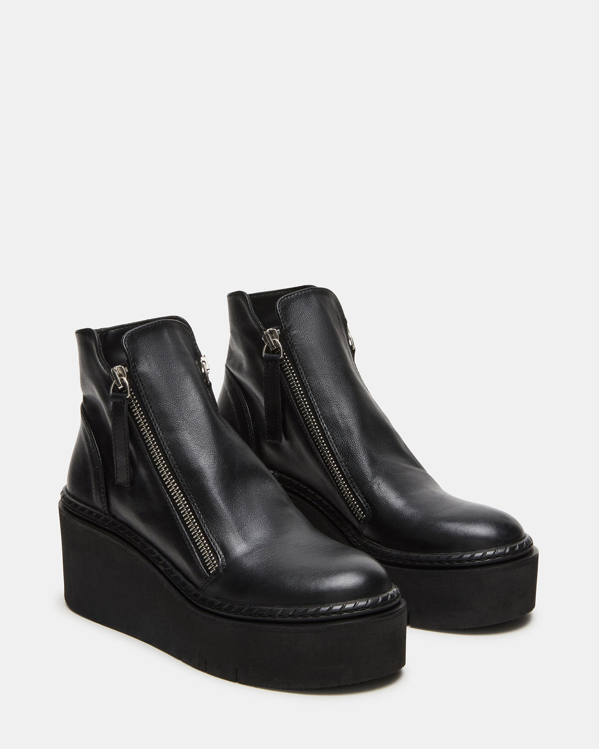 DRIFT Black Leather Platform Moto Women's Ankle Boot | Steve Madden