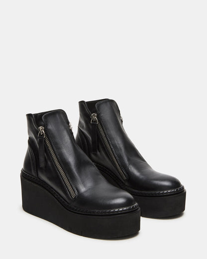 DRIFT Black Leather Platform Moto Women's Ankle Boot | Steve Madden