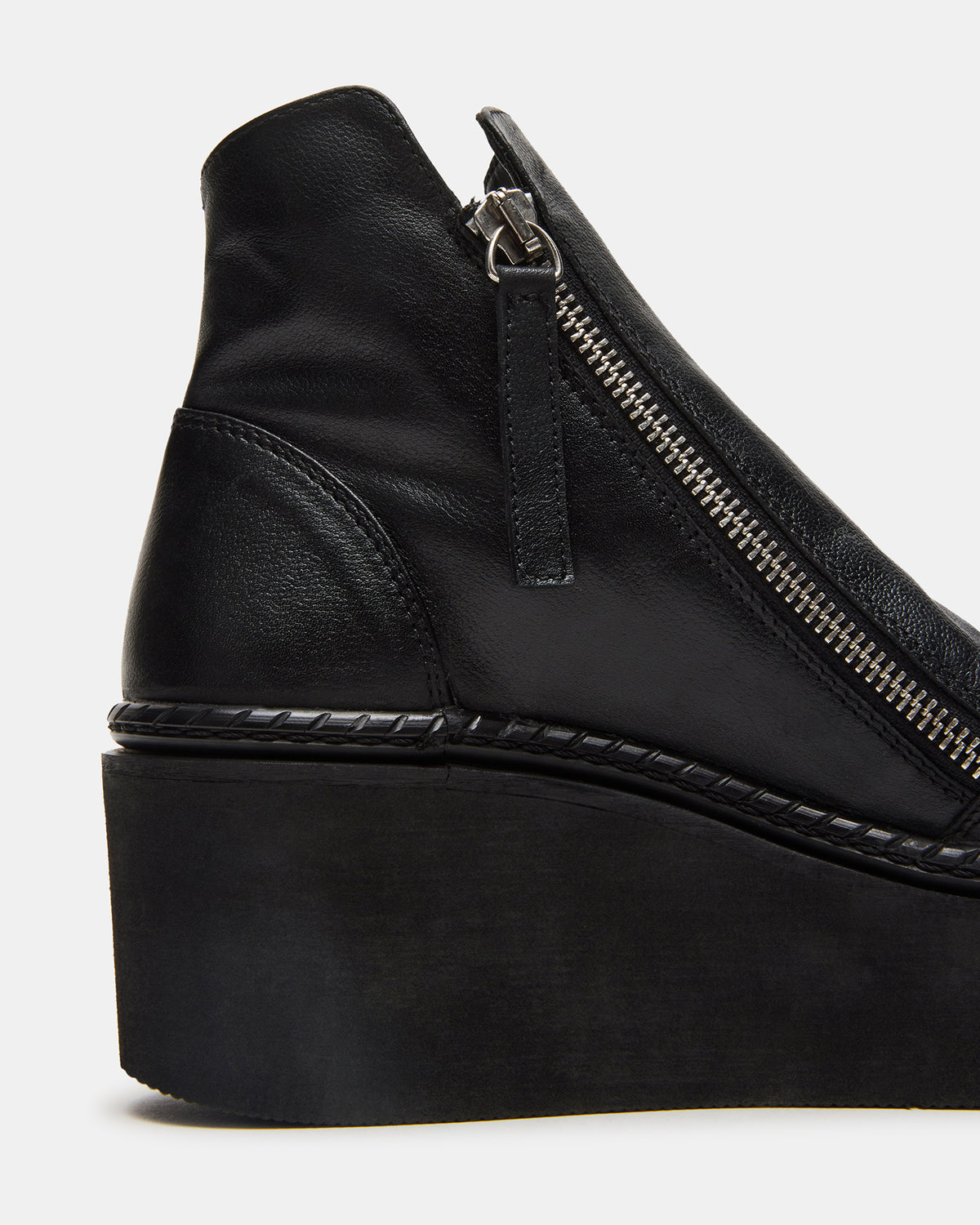 DRIFT Black Leather Platform Moto Women's Ankle Boot | Steve Madden