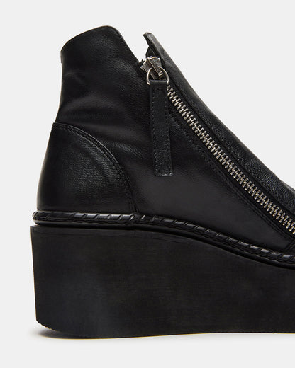 DRIFT Black Leather Platform Moto Women's Ankle Boot | Steve Madden