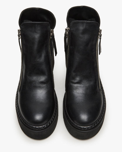 DRIFT Black Leather Platform Moto Women's Ankle Boot | Steve Madden