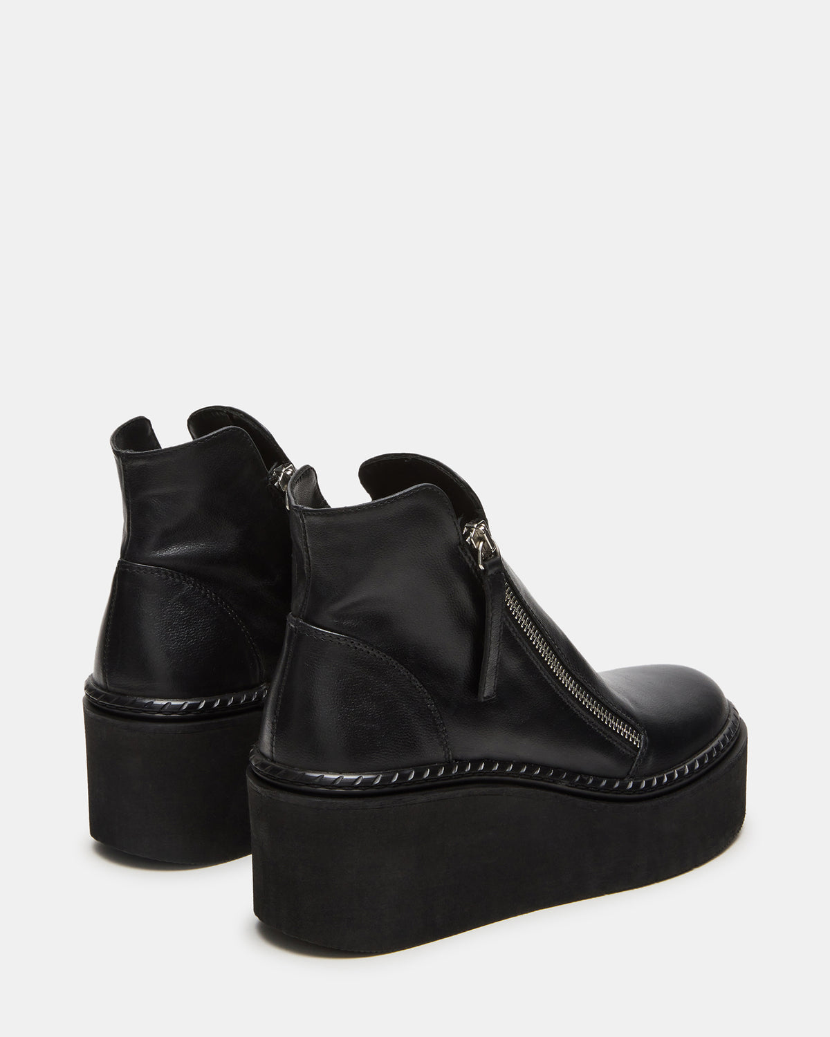DRIFT Black Leather Platform Moto Women's Ankle Boot | Steve Madden