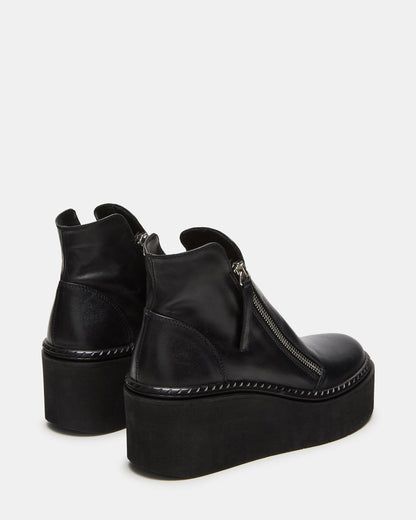 DRIFT Black Leather Platform Moto Women's Ankle Boot | Steve Madden