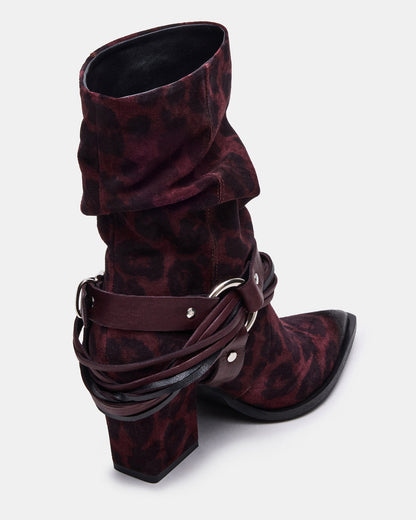 LAUPER Red Leopard Pointed-Toe Heeled Buckle Women's Ankle Boot | Steve Madden