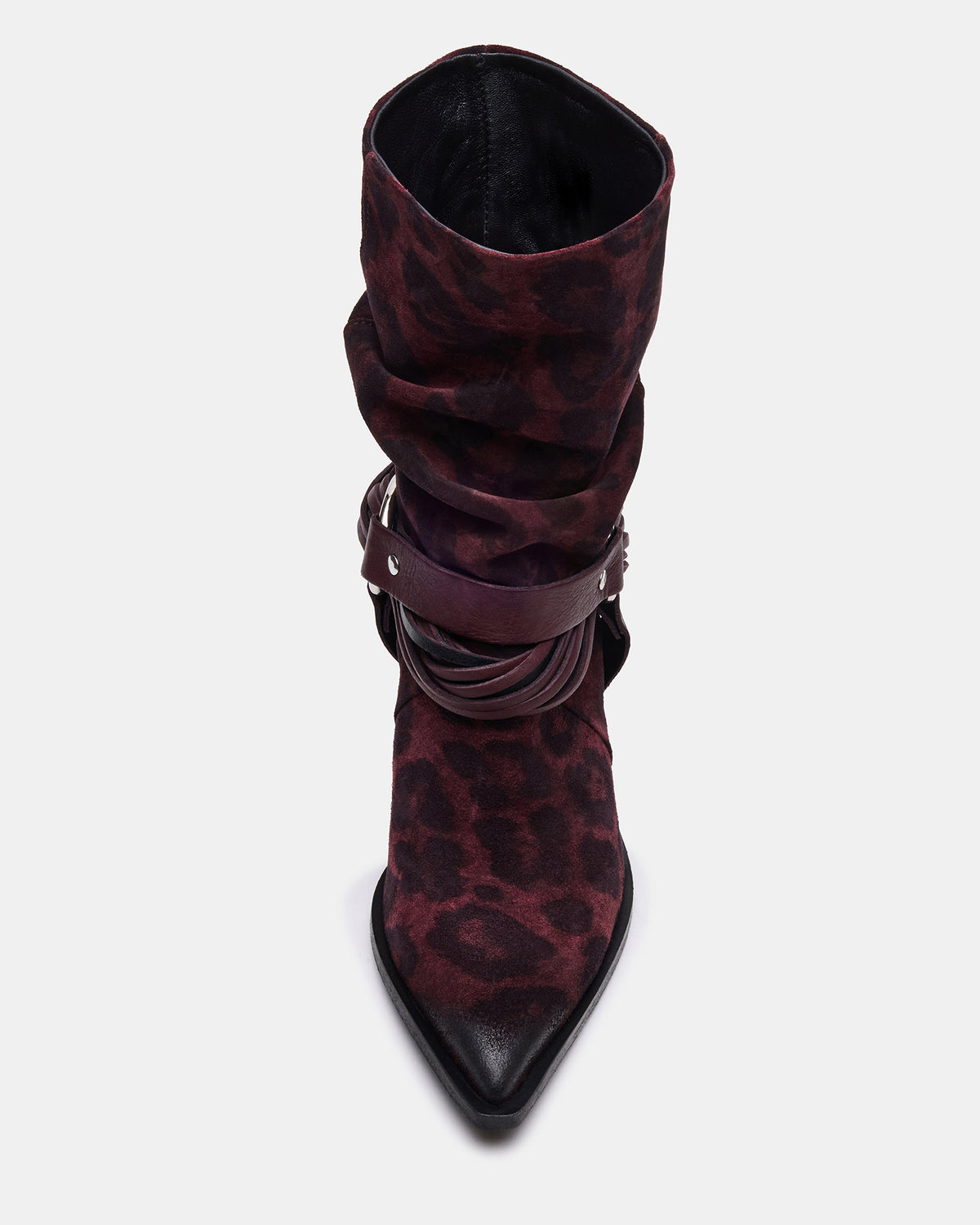 LAUPER Red Leopard Pointed-Toe Heeled Buckle Women's Ankle Boot | Steve Madden