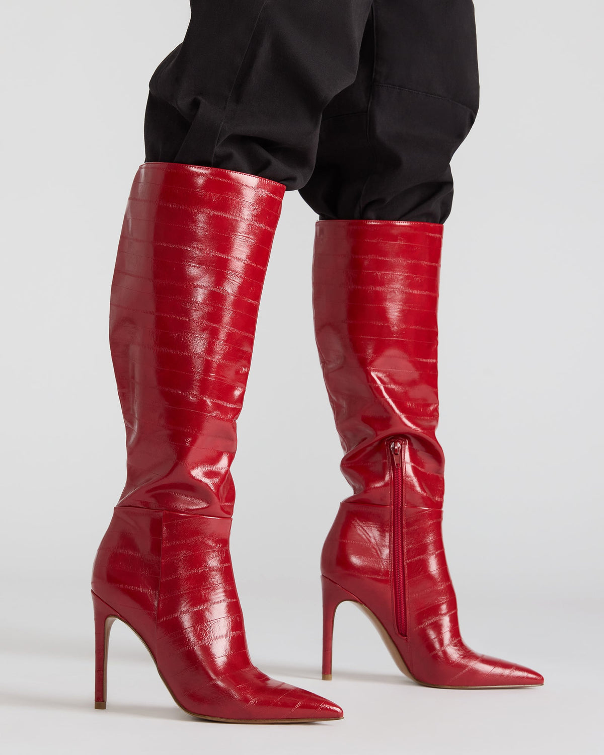 NITRO Red Eel Pointed-Toe Stiletto Heel Knee-High Women's Boots | Steve Madden