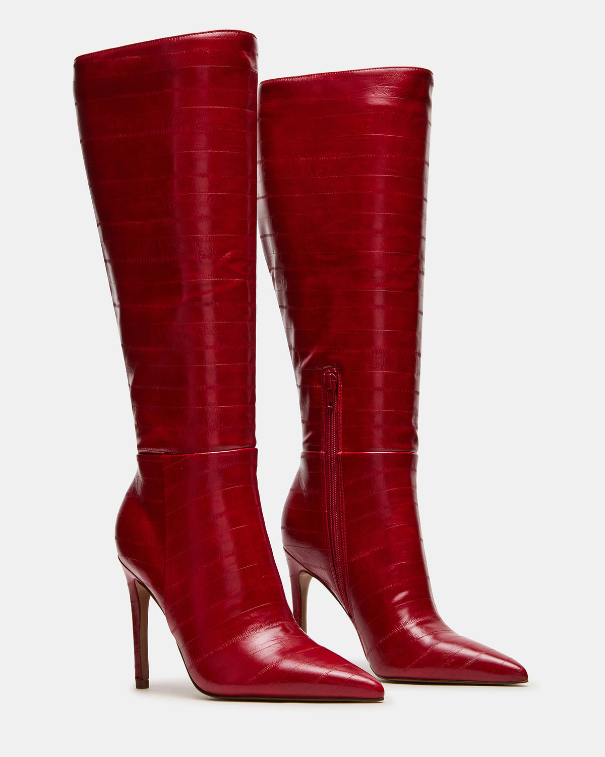 NITRO Red Eel Pointed-Toe Stiletto Heel Knee-High Women's Boots | Steve Madden