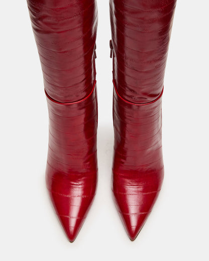 NITRO Red Eel Pointed-Toe Stiletto Heel Knee-High Women's Boots | Steve Madden