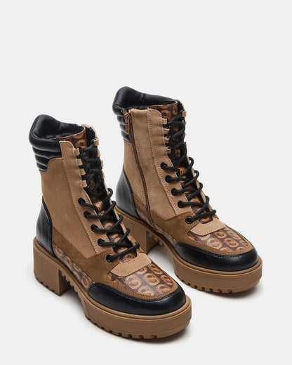 HIKER Tan Multi Platform Lug Lace-Up Women's Anke Boot | Steve Madden