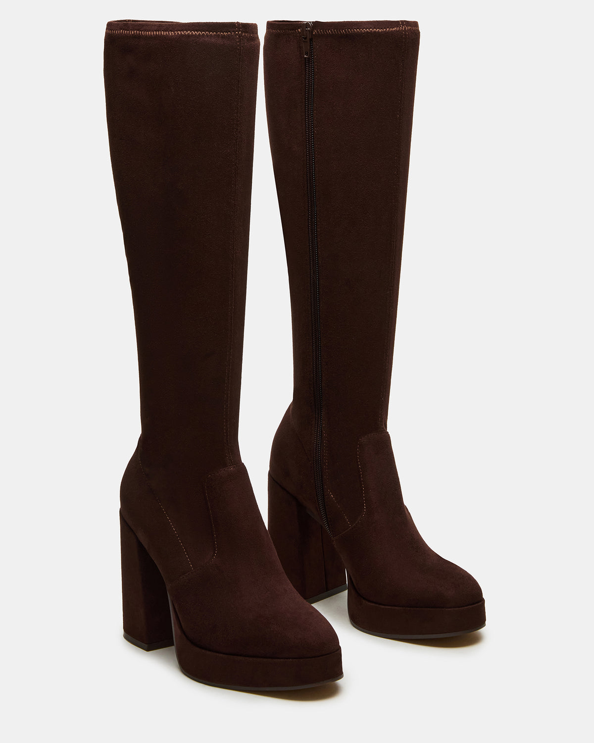 TWAIN Brown Knee-High Block Heel Women's Boot | Steve Madden