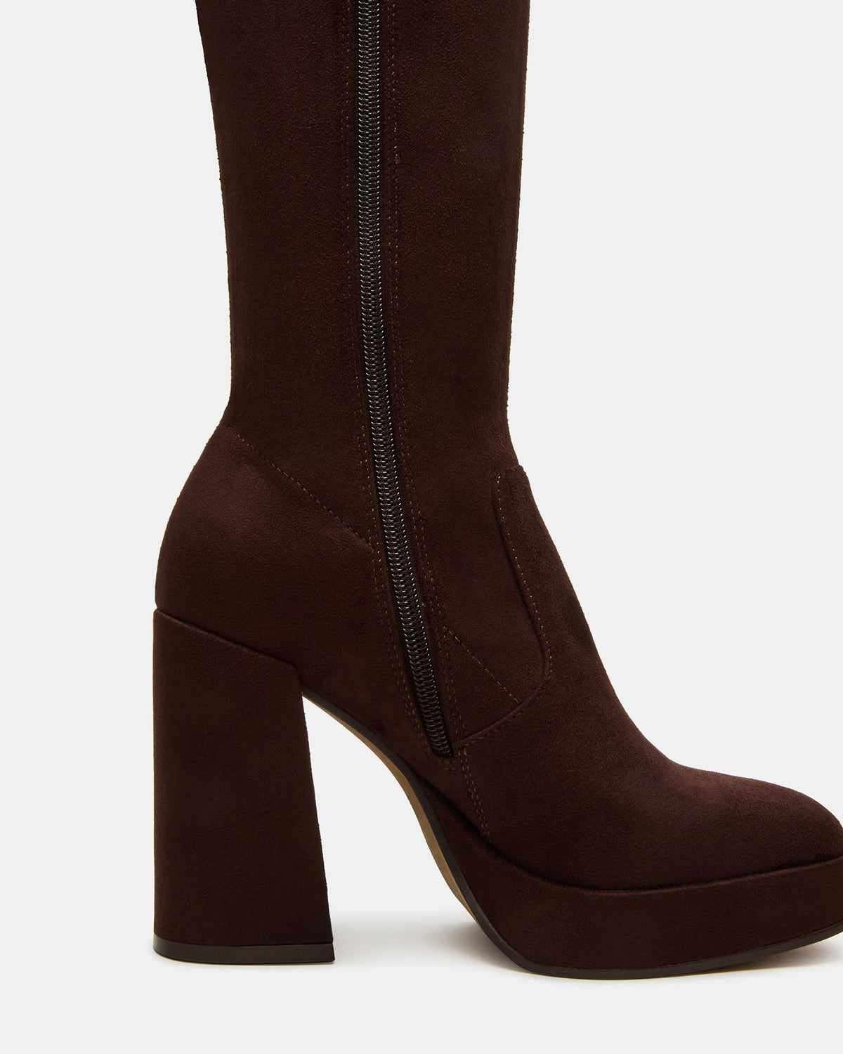 TWAIN Brown Knee-High Block Heel Women's Boot | Steve Madden