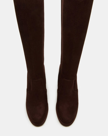 TWAIN Brown Knee-High Block Heel Women's Boot | Steve Madden