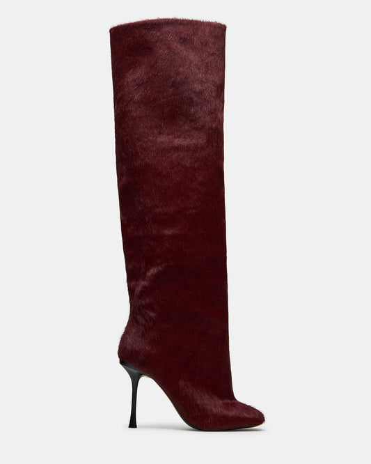 ALLURING Red Over-The-Knee Square-Toe Heeled Women's Boot | Steve Madden