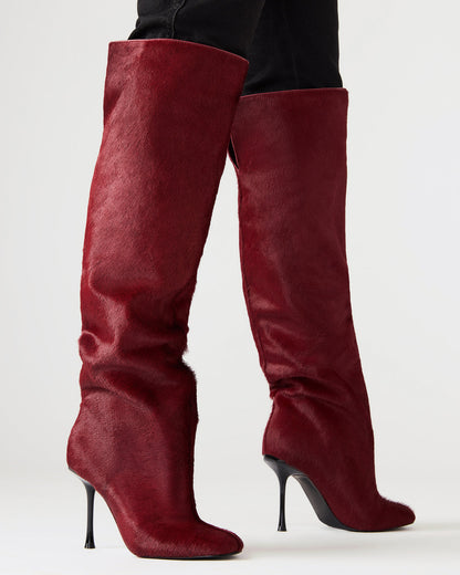 ALLURING Red Over-The-Knee Square-Toe Heeled Women's Boot | Steve Madden