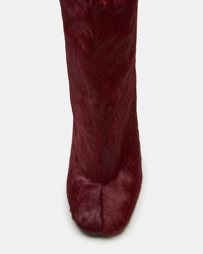 ALLURING Red Over-The-Knee Square-Toe Heeled Women's Boot | Steve Madden