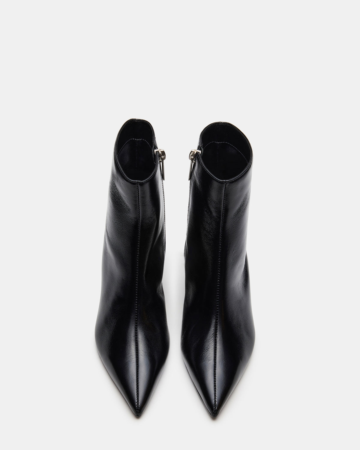 ASHLI Black Leather Pointed-Toe Block Heel Women's Ankle Boot | Steve Madden