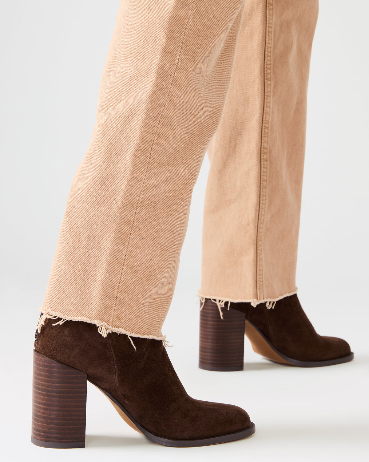 OBSESSION Chocolate Brown Suede Rounded Toe Block Heel Women's Ankle Boot | Steve Madden