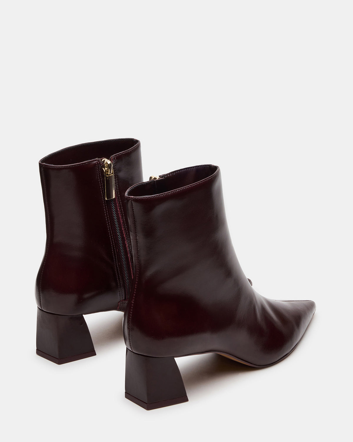 ASHLI Wine Leather Pointed-Toe Block Heel Women's Ankle Boot | Steve Madden