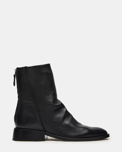 NEXIE Black Leather Women's Pointed-Toe Ankle Boot | Steve Madden