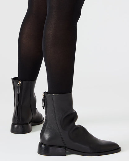 NEXIE Black Leather Women's Pointed-Toe Ankle Boot | Steve Madden