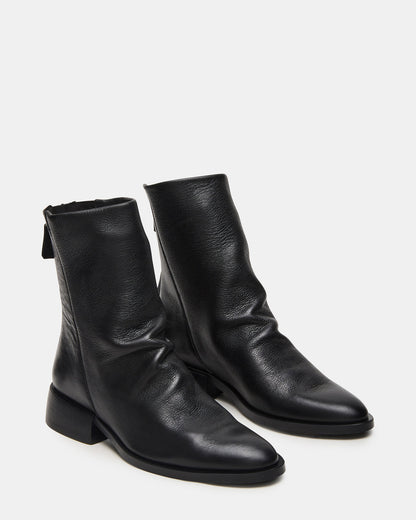 NEXIE Black Leather Women's Pointed-Toe Ankle Boot | Steve Madden