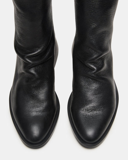NEXIE Black Leather Women's Pointed-Toe Ankle Boot | Steve Madden