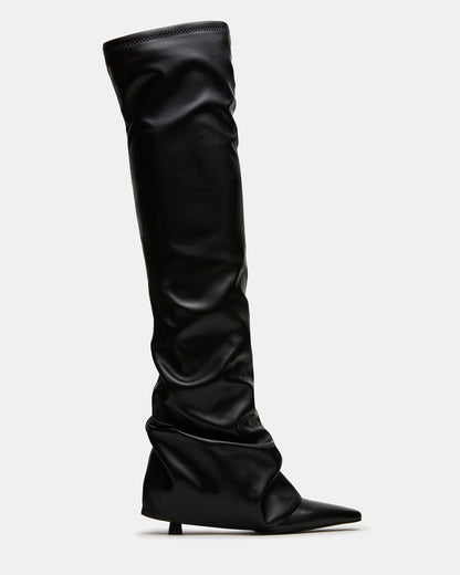 TATIANA Black Square Toe Cuffed Knee-High Women's Boot | Steve Madden