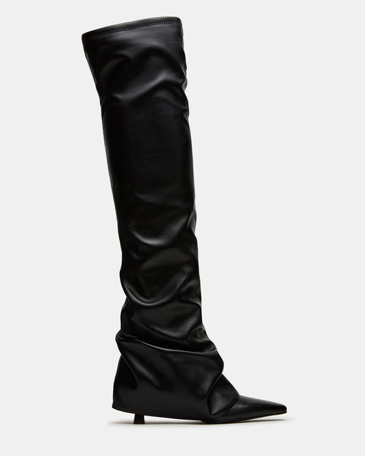 TATIANA Black Square Toe Cuffed Knee-High Women's Boot | Steve Madden